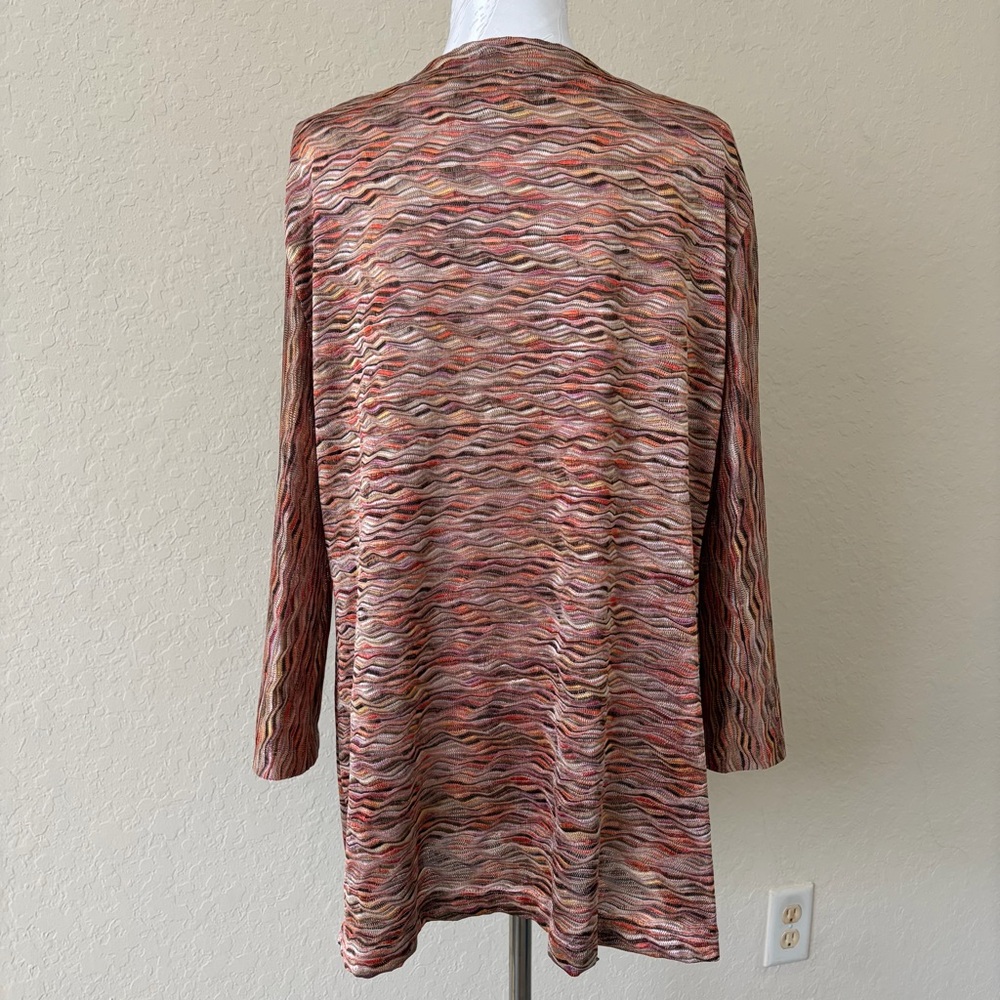 Chico’s Multicolor Zigzag Space Dye Tie Front Cardigan‎ Size 3 XL - Picture 5 of 7